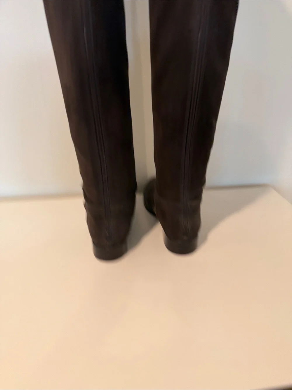 Over-the-Knee Suede Riding Boots in Dark Brown